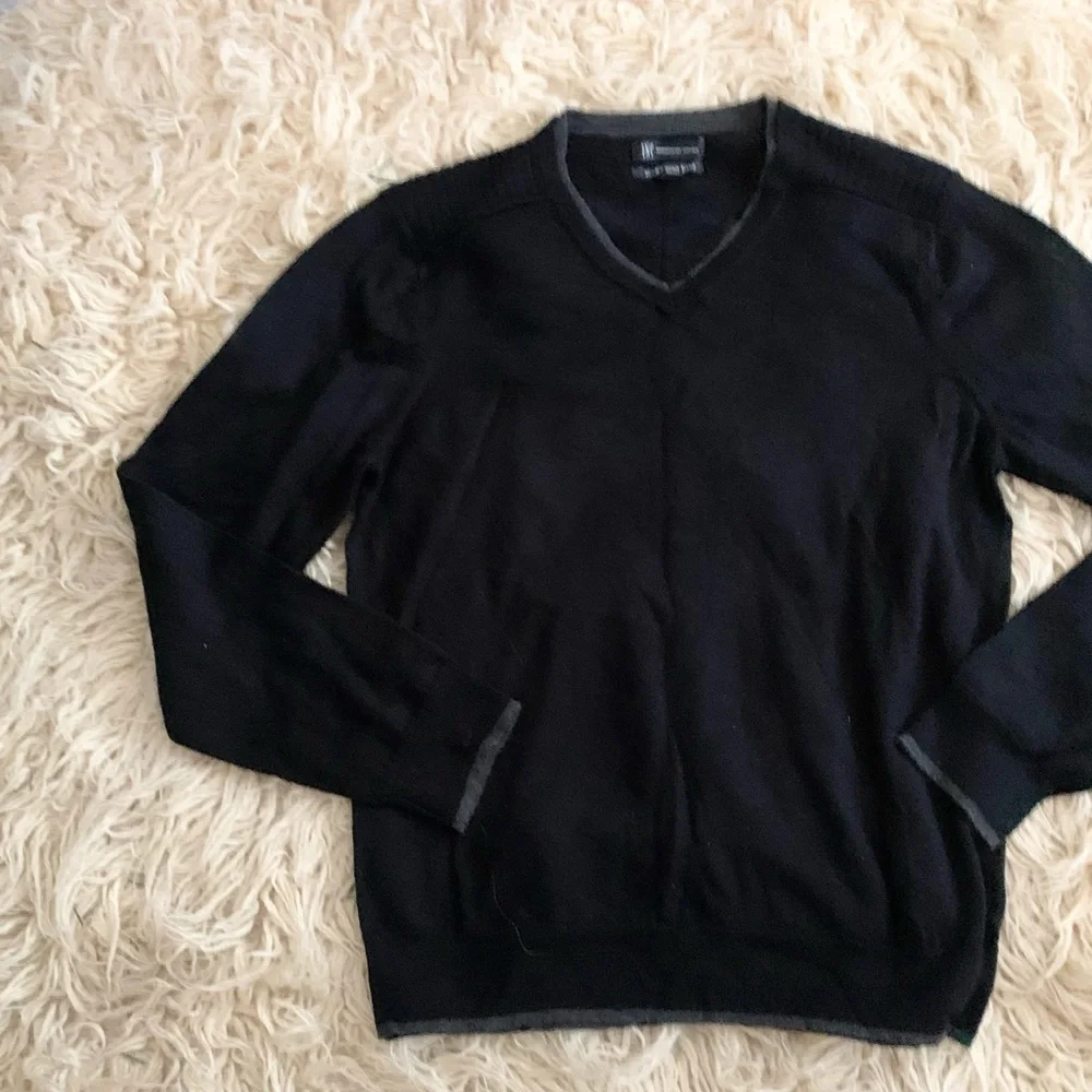 INC International Concepts | Black V-Neck Wool Blend Sweater XL - Picture 2 of 10